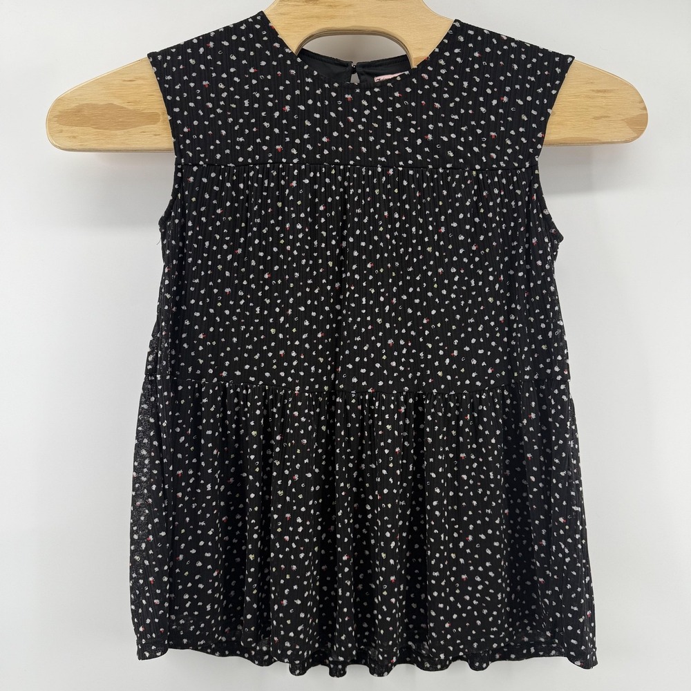 Juicy‎ Couture Womens Babydoll Tiered Blouse Medium Sleeveless Keyhole Back Chic